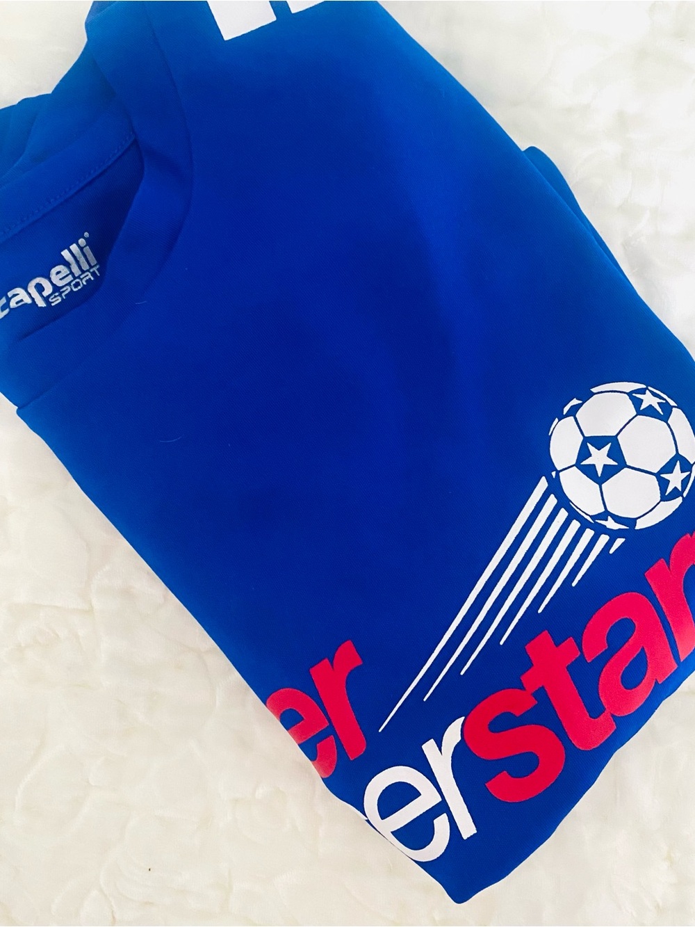 ⚽️Boys “Super Soccer Stars” Blue Dri-fit Sports Shirt SZ 8 (small Y) - Picture 12 of 12